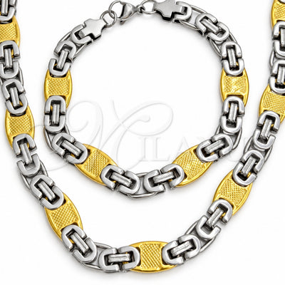 Stainless Steel Necklace and Bracelet, Polished, Golden Finish, 06.116.0094.22