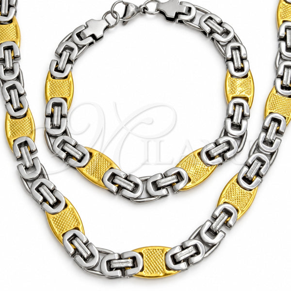 Stainless Steel Necklace and Bracelet, Polished, Golden Finish, 06.116.0094.22