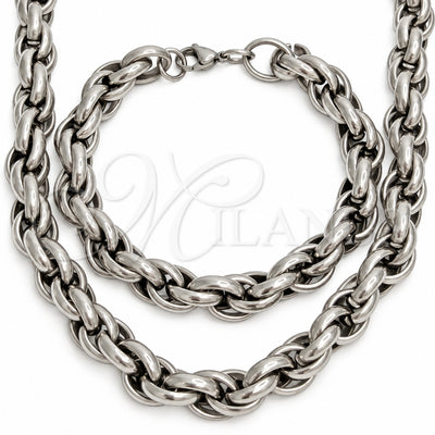Stainless Steel Necklace and Bracelet, Polished, Steel Finish, 06.116.0085.22