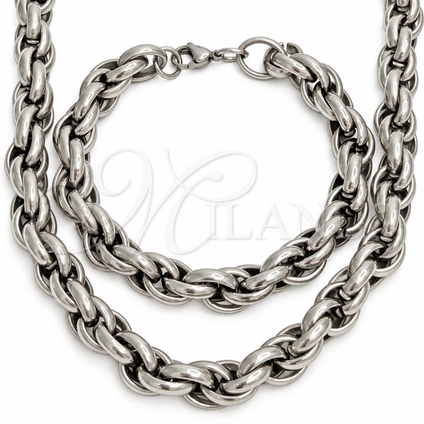 Stainless Steel Necklace and Bracelet, Polished, Steel Finish, 06.116.0085.22