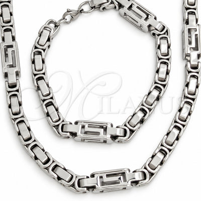 Stainless Steel Necklace and Bracelet, Polished, Steel Finish, 06.116.0011.22