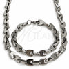 Stainless Steel Necklace and Bracelet, Polished, Steel Finish, 06.116.0012.22