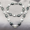 Stainless Steel Necklace and Bracelet, Puff Mariner Design, Polished, Two Tone, 06.116.0021.3.22