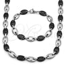 Stainless Steel Necklace and Bracelet, Puff Mariner Design, Polished, Two Tone, 06.116.0021.3.22