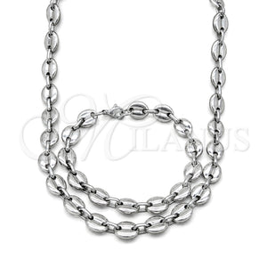 Stainless Steel Necklace and Bracelet, Polished, Steel Finish, 06.116.0087.22