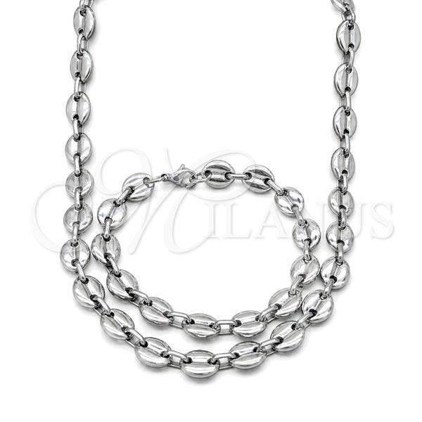 Stainless Steel Necklace and Bracelet, Polished, Steel Finish, 06.116.0087.22