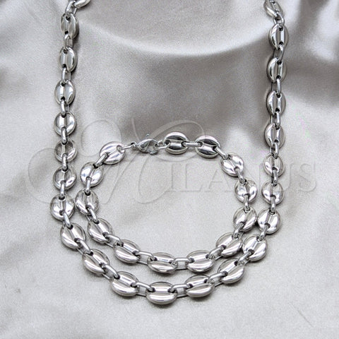 Stainless Steel Necklace and Bracelet, Polished, Steel Finish, 06.116.0087.22