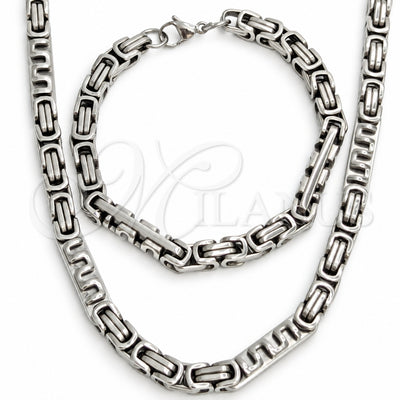 Stainless Steel Necklace and Bracelet, Polished, Steel Finish, 06.116.0024.22