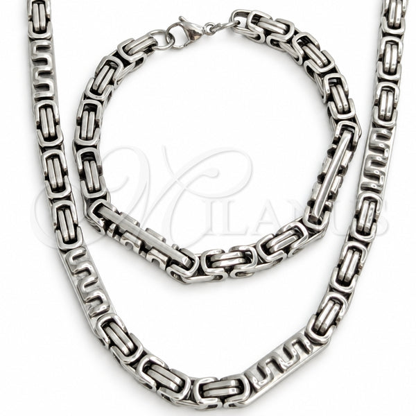 Stainless Steel Necklace and Bracelet, Polished, Steel Finish, 06.116.0024.22