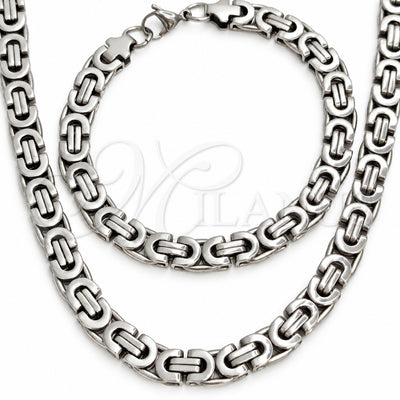Stainless Steel Necklace and Bracelet, Polished, Steel Finish, 06.116.0089.22