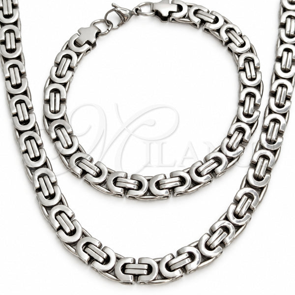 Stainless Steel Necklace and Bracelet, Polished, Steel Finish, 06.116.0089.22