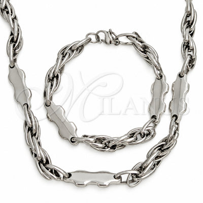 Stainless Steel Necklace and Bracelet, Polished, Steel Finish, 06.116.0086.22
