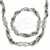 Stainless Steel Necklace and Bracelet, Polished, Steel Finish, 06.116.0086.22