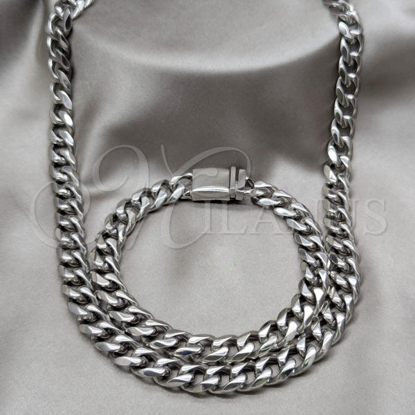 Stainless Steel Bracelet — Necklace and Bracelet Miami Cuban Design Polished 06.63. — main product view — SKU 163438 | Acero Inoxidable brazalete — Necklace and Bracelet Miami Cuban diseño pulido 06.63. — SKU 163438