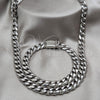 Stainless Steel Necklace and Bracelet, Miami Cuban Design, Polished, Steel Finish, 06.63.0313.30