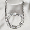 Stainless Steel Necklace and Bracelet, Polished, Steel Finish, 06.63.0312.30