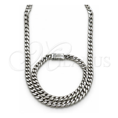 Stainless Steel Necklace and Bracelet, Polished, Steel Finish, 06.63.0312.30