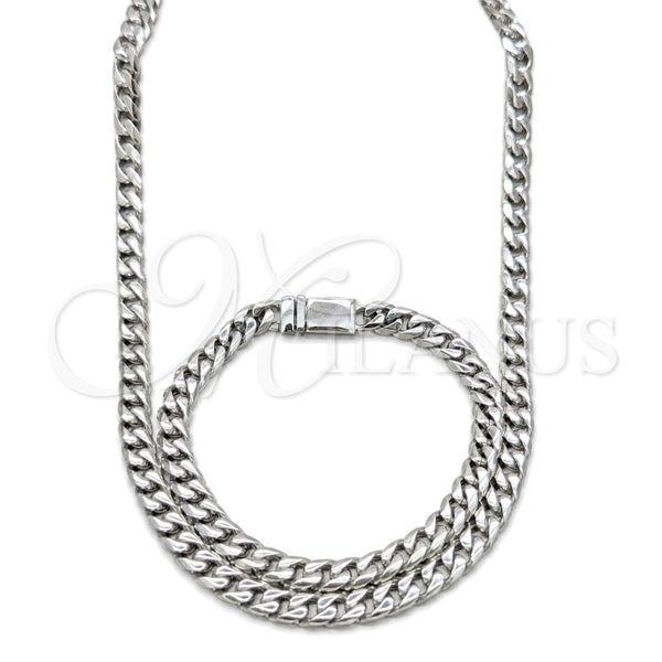 Stainless Steel Necklace and Bracelet, Polished, Steel Finish, 06.63.0312.30