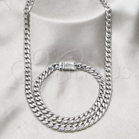Stainless Steel Necklace and Bracelet, Polished, Steel Finish, 06.63.0312.30