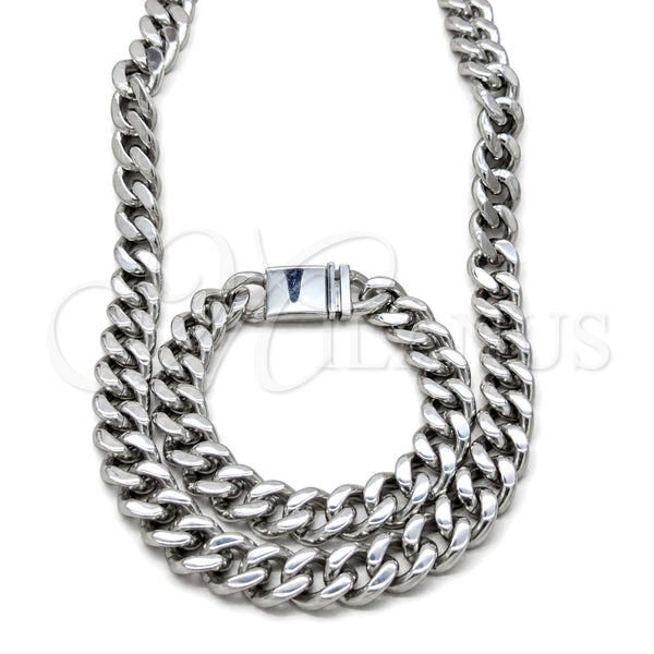 Stainless Steel Necklace and Bracelet, Polished, Steel Finish, 06.63.0310.1.30