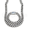 Stainless Steel Necklace and Bracelet, Polished, Steel Finish, 06.63.0310.1.30