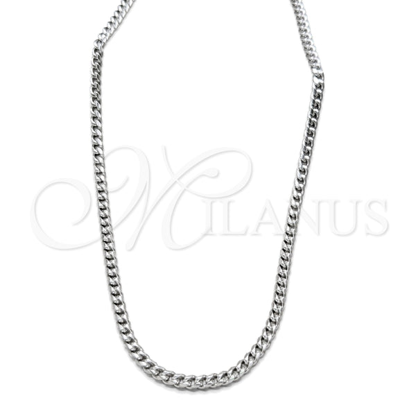 Stainless Steel Necklace and Bracelet, Miami Cuban Design, Polished, Steel Finish, 06.116.0088.22
