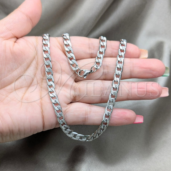 Stainless Steel Bracelet — Necklace and Bracelet Pave Cuban Design Diamond Cutting — alternate product view — SKU 163446 | Acero Inoxidable brazalete — Necklace and Bracelet Pave Cuban diseño Diamond Cutting — SKU 163446