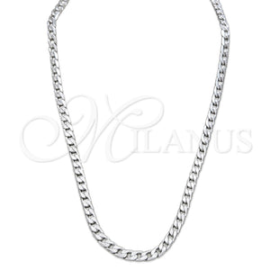 Stainless Steel Necklace and Bracelet, Pave Cuban Design, Diamond Cutting Finish, Steel Finish, 06.116.0028.1.22