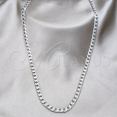Stainless Steel Necklace and Bracelet, Pave Cuban Design, Diamond Cutting Finish, Steel Finish, 06.116.0028.1.22