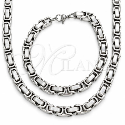 Stainless Steel Necklace and Bracelet, Polished, Steel Finish, 06.116.0090.22