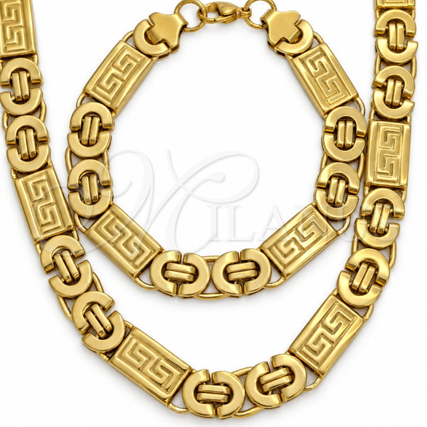 Stainless Steel Necklace and Bracelet, Polished, Golden Finish, 06.116.0084.22