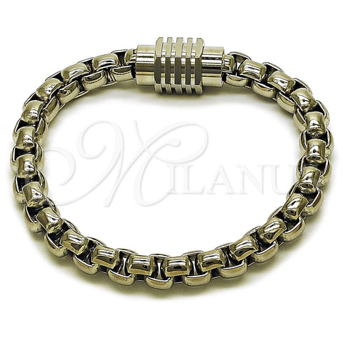 Stainless Steel Basic Bracelet, Box Design, Polished, Steel Finish, 03.435.0009.08