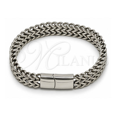 Stainless Steel Basic Bracelet, Bismark Design, Polished, Steel Finish, 03.435.0010.09 (Thickness, 22 Inches Length)