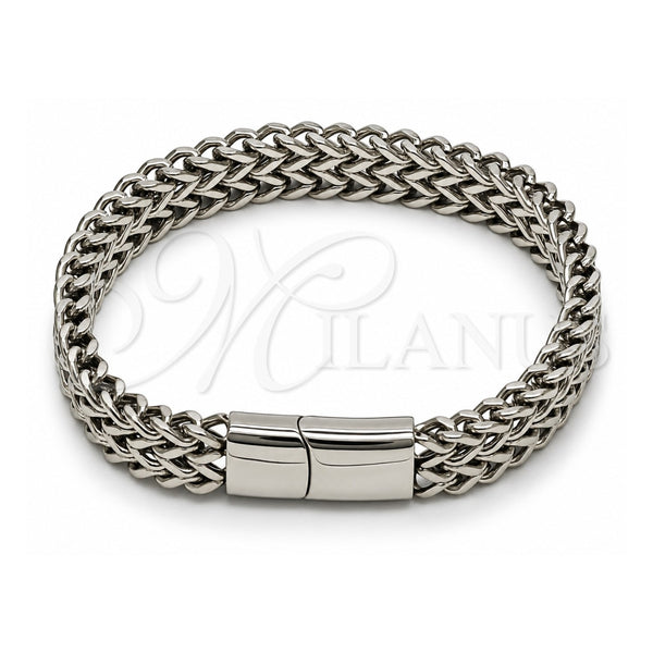 Stainless Steel Basic Bracelet, Bismark Design, Polished, Steel Finish, 03.435.0010.09 (Thickness, 22 Inches Length)