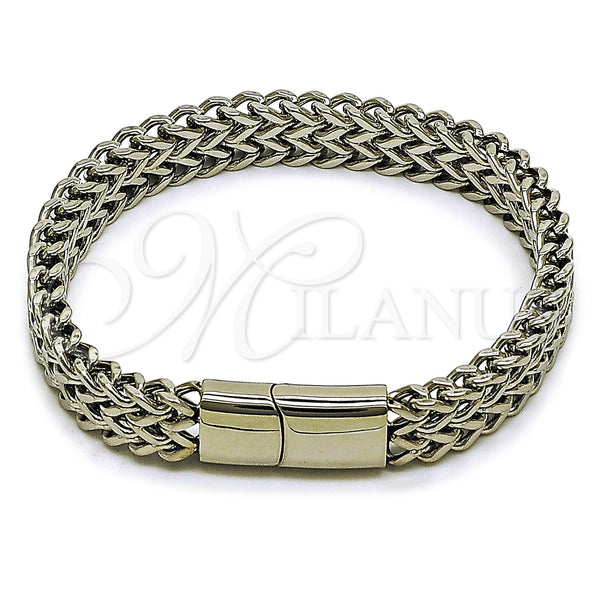 Stainless Steel Basic Bracelet, Bismark Design, Polished, Steel Finish, 03.435.0010.09 (Thickness, 22 Inches Length)