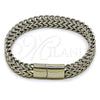 Stainless Steel Basic Bracelet, Bismark Design, Polished, Steel Finish, 03.435.0010.09 (Thickness, 22 Inches Length)