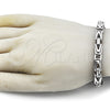 Stainless Steel Fancy Bracelet, Polished, Steel Finish, 03.435.0011.09 (Thickness, 9 Inches Length)