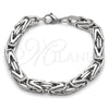 Stainless Steel Fancy Bracelet, Polished, Steel Finish, 03.435.0011.09 (Thickness, 9 Inches Length)