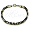 Stainless Steel Basic Bracelet, Square Franco Design, Polished, Steel Finish, 03.435.0012.09