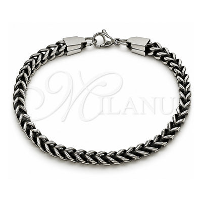 Stainless Steel Basic Bracelet, Square Franco Design, Polished, Steel Finish, 03.435.0012.09 (05 MM Thickness, 9 Inches Length)