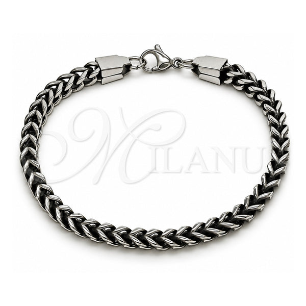 Stainless Steel Basic Bracelet, Square Franco Design, Polished, Steel Finish, 03.435.0012.09 (05 MM Thickness, 9 Inches Length)