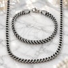 Stainless Steel Necklace and Bracelet, Square Franco Design, Polished, Steel Finish, 06.435.0008.24
