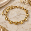 Stainless Steel Fancy Bracelet, Heart Design, Polished, Golden Finish, 03.435.0013.07 (Thickness, 8 Inches Length)