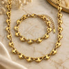 Stainless Steel Necklace and Bracelet, Heart Design, Polished, Golden Finish, 06.435.0006.24