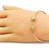 Oro Laminado Individual Bangle, Gold Filled Style Heart Design, Polished, Golden Finish, 07.282.0077
