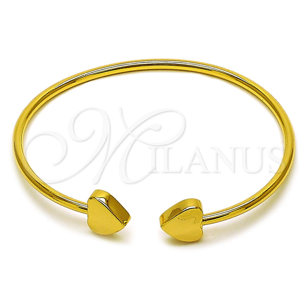 Oro Laminado Individual Bangle, Gold Filled Style Heart Design, Polished, Golden Finish, 07.282.0077