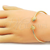 Oro Laminado Individual Bangle, Gold Filled Style Heart Design, Polished, Golden Finish, 07.282.0077 (Thickness, One size fits all)