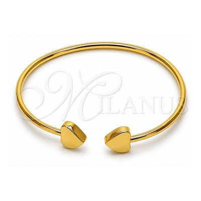 Oro Laminado Individual Bangle, Gold Filled Style Heart Design, Polished, Golden Finish, 07.282.0077 (Thickness, One size fits all)