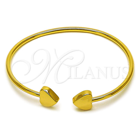 Oro Laminado Individual Bangle, Gold Filled Style Heart Design, Polished, Golden Finish, 07.282.0077 (Thickness, One size fits all)