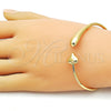 Oro Laminado Individual Bangle, Gold Filled Style Heart and Teardrop Design, Polished, Golden Finish, 07.282.0078 (Thickness, One size fits all)
